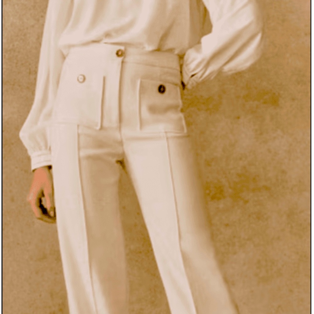 Sezane Dan Trousers, Cream, EUC